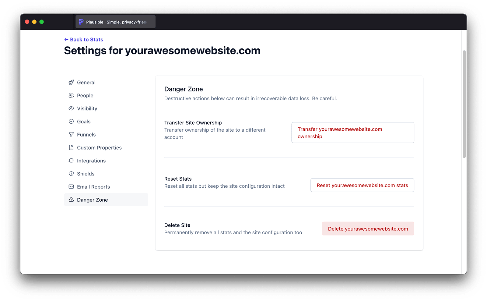 Reset your site data